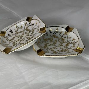 VTG Haus Dresden 24K gold painted ashtrays Western Germany.